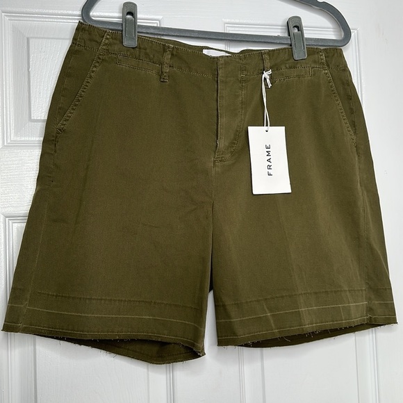 FRAME Le Tomboy trouser short in washed moss 31 NWT - Picture 2 of 6